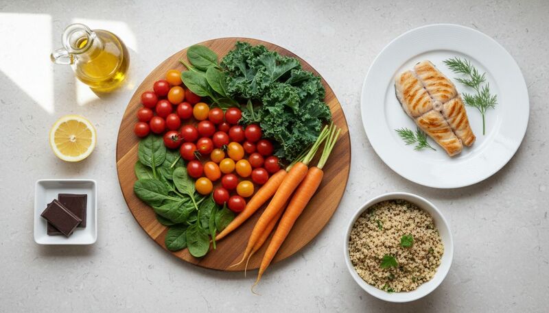 Ingredientes frescos para uma refeição saudável