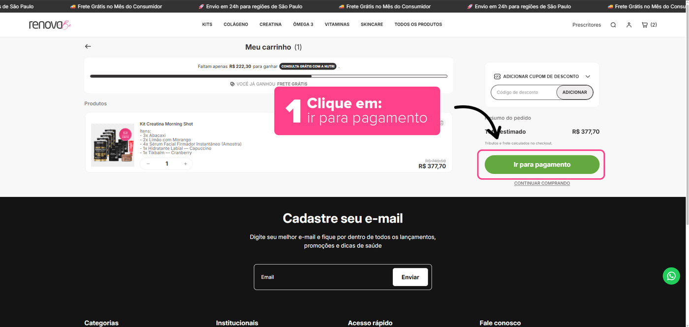 <p>Passo 1: Vá para o pagamento</p>