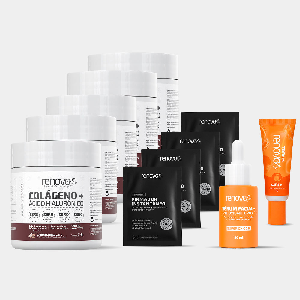 Kit Colágeno Verisol® Chocolate — 5 Potes sabor Chocolate da RenovaBe