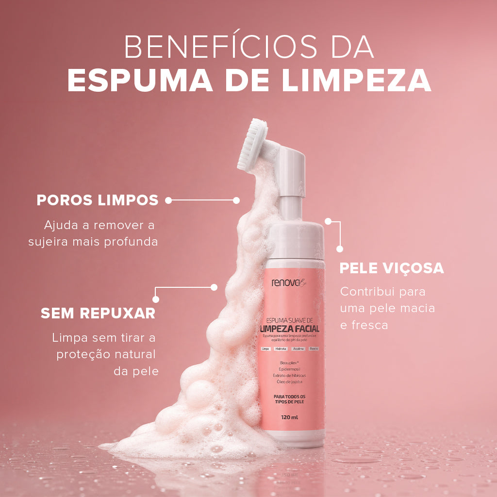 Espuma Suave de Limpeza Facial - Para Todos os Tipos de Pele