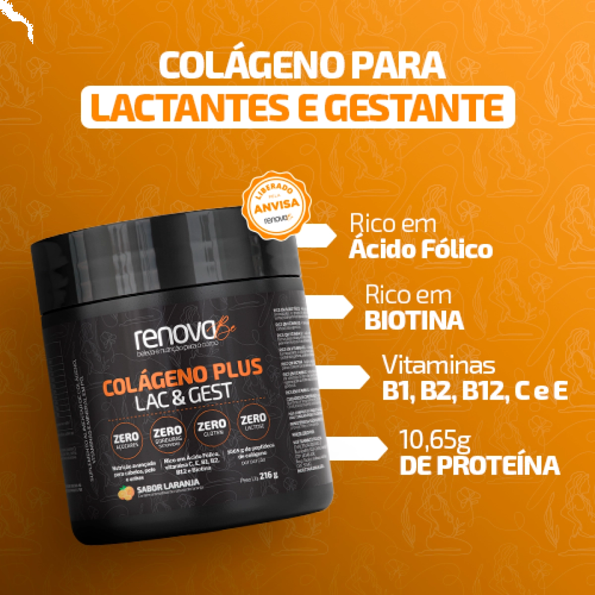 Renova Be Colágeno Plus Lac-Gest - Laranja - 3 Potes